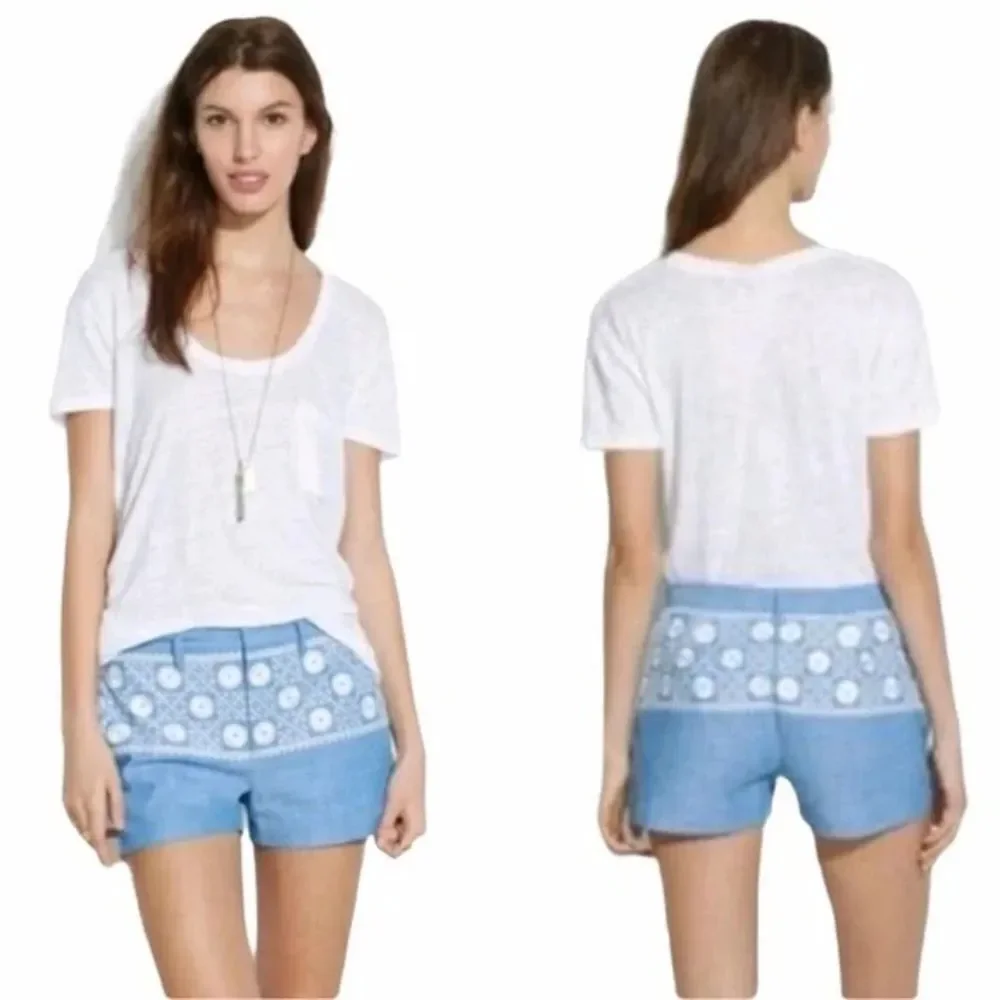 Madewell chambray embroidered shorts size 4